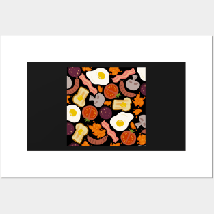 Full English breakfast black Posters and Art